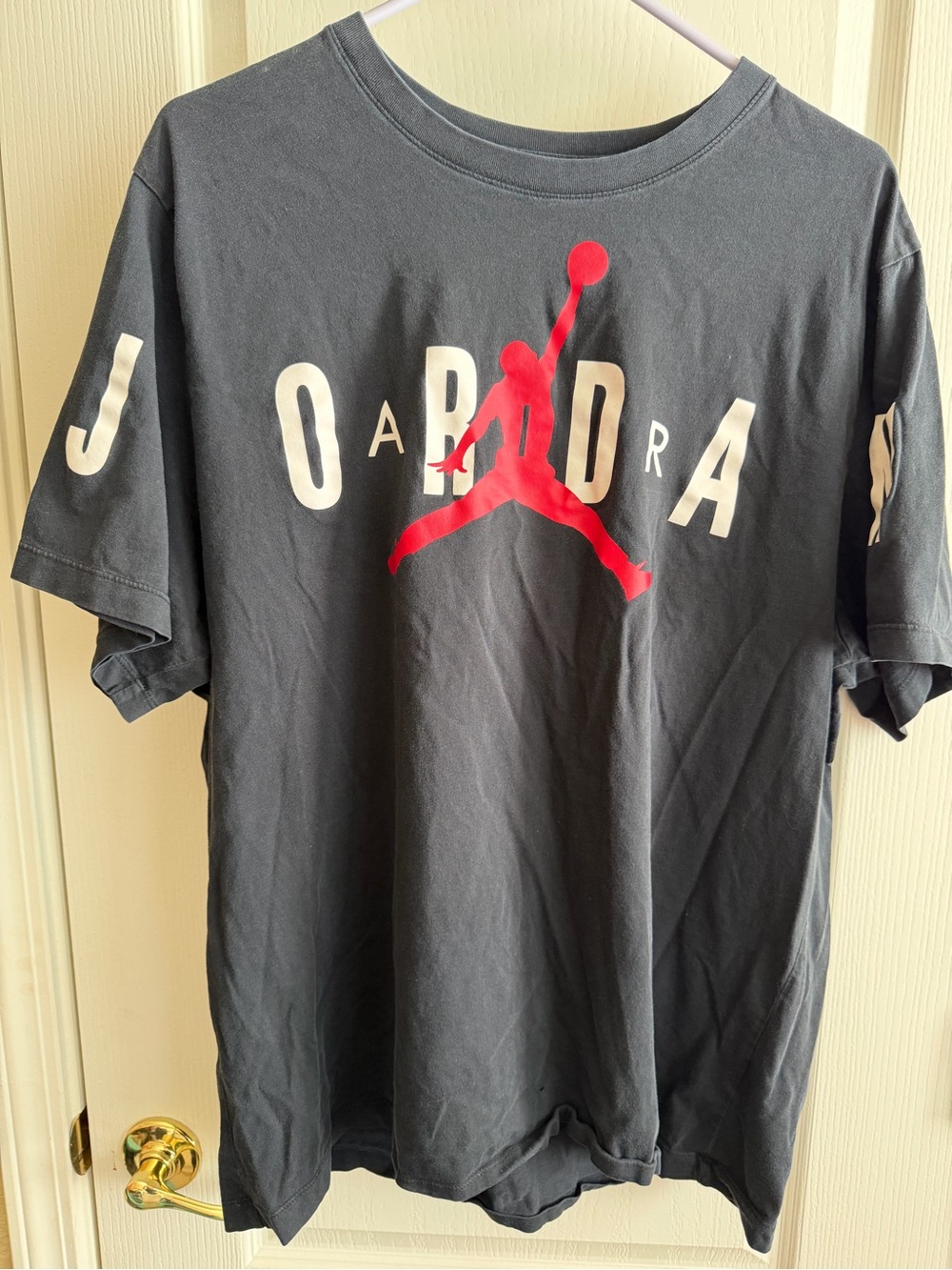 Jordan Black Short Sleeve Tee with Red Jumpman and White Jordan Text